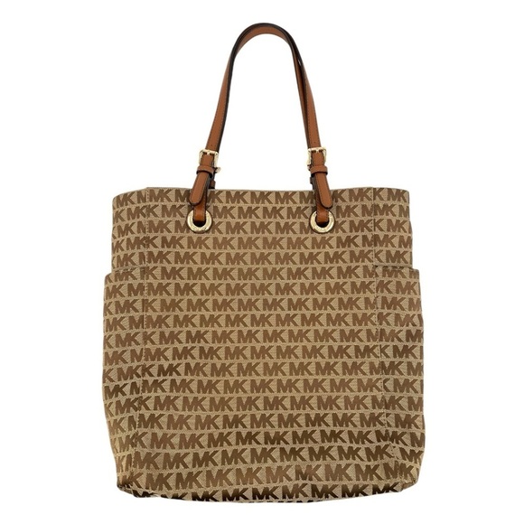 Michael Kors MK Jet Set Signature Tote Beige/Ebony/Mocha - Picture 1 of 13